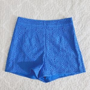 DVF cornflower blue Fausta lace flat front shorts 0/8